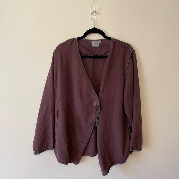 Cheyenne S/M plus size linen silk cardigan long sleeve cabincore fall coastal - Picture 1 of 8